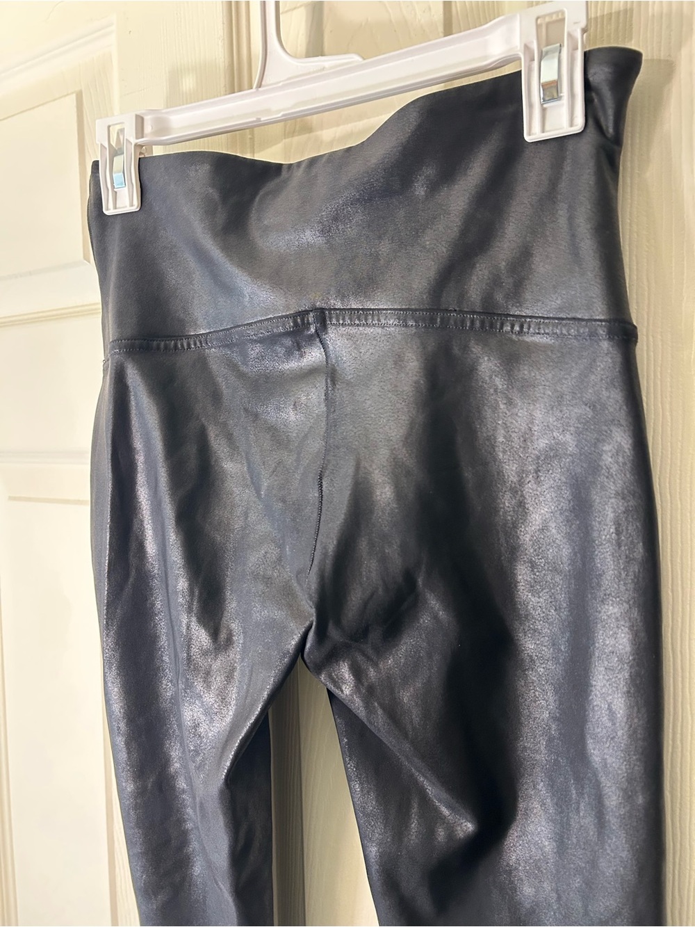 SPANXshape by Sara Blakely Faux Leather Black Shiny Leggings - Picture 6 of 7
